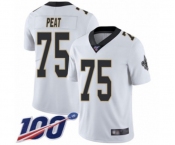 Youth New Orleans Saints #75 Andrus Peat White Vapor Untouchable Limited Player 100th Season Football Jersey