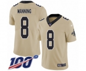 Youth New Orleans Saints #8 Archie Manning Limited Gold Inverted Legend 100th Season Football Jersey