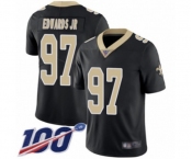 Youth New Orleans Saints #97 Mario Edwards Jr Black Team Color Vapor Untouchable Limited Player 100th Season Football Jersey