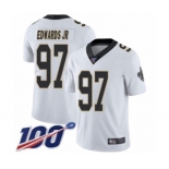 Youth New Orleans Saints #97 Mario Edwards Jr White Vapor Untouchable Limited Player 100th Season Football Jersey