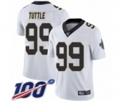 Youth New Orleans Saints #99 Shy Tuttle White Vapor Untouchable Limited Player 100th Season Football Jersey