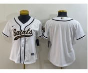 Youth New Orleans Saints Blank White With Patch Cool Base Stitched Baseball Jersey