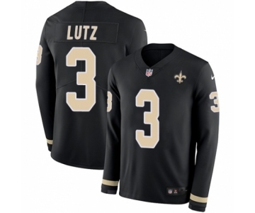 Youth Nike New Orleans Saints #3 Wil Lutz Limited Black Therma Long Sleeve NFL Jersey