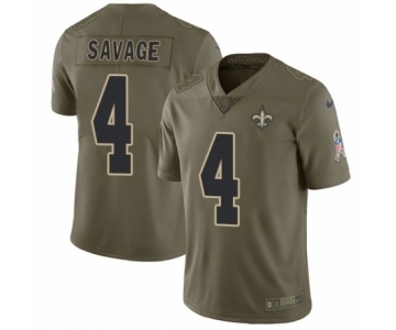 Youth Nike New Orleans Saints #4 Tom Savage Limited Olive 2017 Salute to Service NFL Jersey