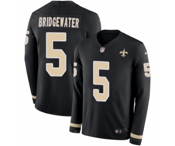 Youth Nike New Orleans Saints #5 Teddy Bridgewater Limited Black Therma Long Sleeve NFL Jersey