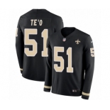 Youth Nike New Orleans Saints #51 Manti Te'o Limited Black Therma Long Sleeve NFL Jersey