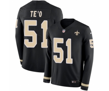 Youth Nike New Orleans Saints #51 Manti Te'o Limited Black Therma Long Sleeve NFL Jersey