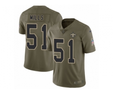 Youth Nike New Orleans Saints #51 Sam Mills Limited Olive 2017 Salute to Service NFL Jersey