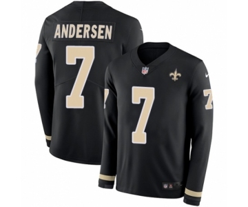 Youth Nike New Orleans Saints #7 Morten Andersen Limited Black Therma Long Sleeve NFL Jersey