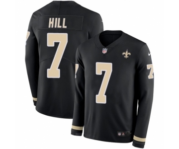 Youth Nike New Orleans Saints #7 Taysom Hill Limited Black Therma Long Sleeve NFL Jersey