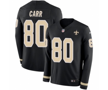 Youth Nike New Orleans Saints #80 Austin Carr Limited Black Therma Long Sleeve NFL Jersey