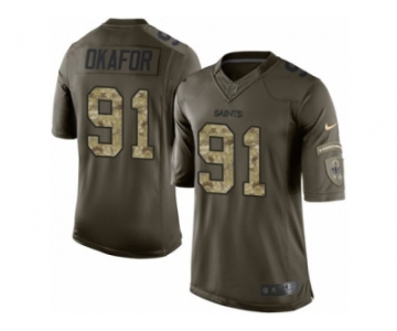 Youth Nike New Orleans Saints #91 Alex Okafor Limited Green Salute to Service NFL Jersey