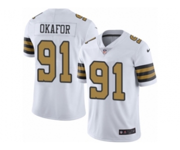 Youth Nike New Orleans Saints #91 Alex Okafor Limited White Rush NFL Jersey