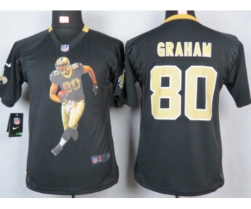 nike youth nfl jerseys new orleans saints #80 graham black [portrait fashion]