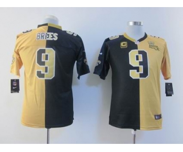 nike youth nfl jerseys new orleans saints #9 brees black-gold[Elite split]