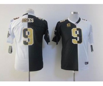 nike youth nfl jerseys new orleans saints #9 brees white-black[Elite split]