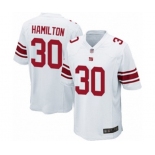 Men's New York Giants #30 Antonio Hamilton Game White Football Jersey