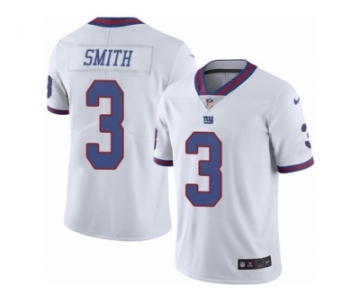 Men's Nike New York Giants #3 Geno Smith Elite White Rush NFL Jersey