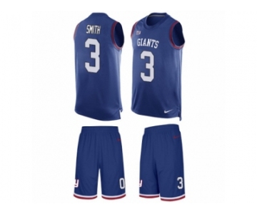 Men's Nike New York Giants #3 Geno Smith Limited Royal Blue Tank Top Suit NFL Jersey