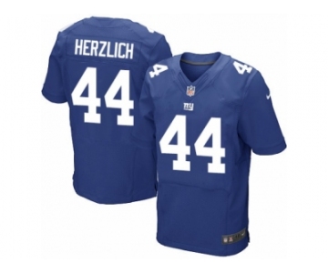 Men's Nike New York Giants #44 Mark Herzlich Elite Royal Blue Team Color NFL Jersey