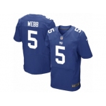 Men's Nike New York Giants #5 Davis Webb Elite Royal Blue Team Color NFL Jersey