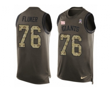 Men's Nike New York Giants #76 D.J. Fluker Limited Green Salute to Service Tank Top NFL Jersey