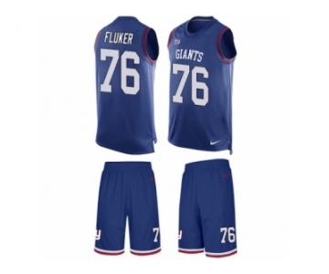 Men's Nike New York Giants #76 D.J. Fluker Limited Royal Blue Tank Top Suit NFL Jersey