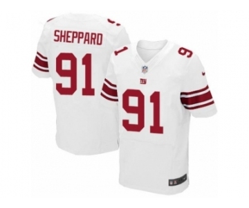 Men's Nike New York Giants #91 Kelvin Sheppard Elite White NFL Jersey