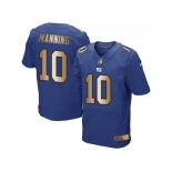 Nike New York Giants #10 Eli Manning Royal Blue Team Color Men's Stitched NFL Elite Gold Jersey