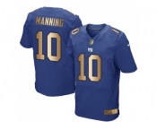 Nike New York Giants #10 Eli Manning Royal Blue Team Color Men's Stitched NFL Elite Gold Jersey