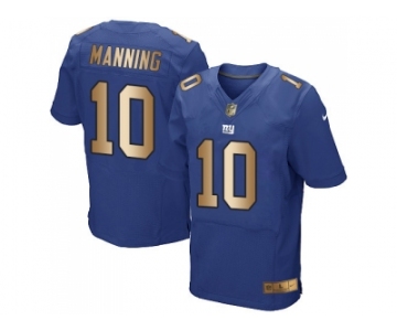 Nike New York Giants #10 Eli Manning Royal Blue Team Color Men's Stitched NFL Elite Gold Jersey