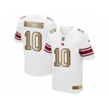 Nike New York Giants #10 Eli Manning White Men's Stitched NFL Elite Gold Jersey