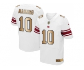 Nike New York Giants #10 Eli Manning White Men's Stitched NFL Elite Gold Jersey