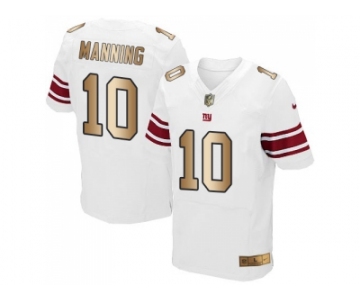 Nike New York Giants #10 Eli Manning White Men's Stitched NFL Elite Gold Jersey