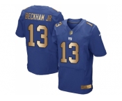 Nike New York Giants #13 Odell Beckham Jr Royal Blue Team Color Men's Stitched NFL Elite Gold Jersey