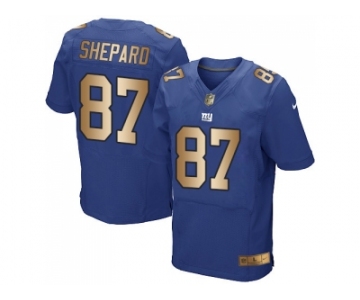 Nike New York Giants #87 Sterling Shepard Royal Blue Team Color Men's Stitched NFL Elite Gold Jersey