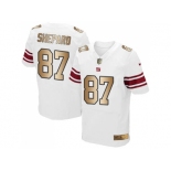 Nike New York Giants #87 Sterling Shepard White Men's Stitched NFL Elite Gold Jersey