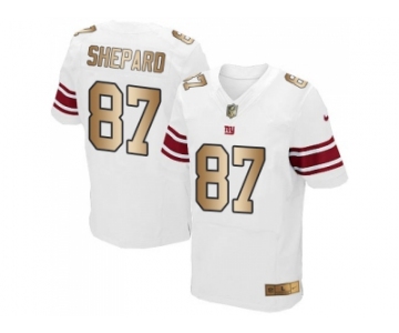 Nike New York Giants #87 Sterling Shepard White Men's Stitched NFL Elite Gold Jersey