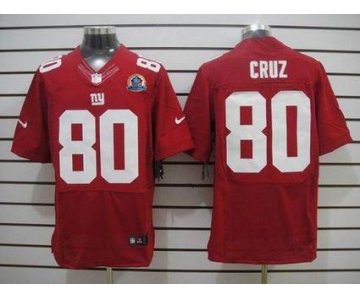 nike nfl jerseys new york giants #80 cruz red[Elite 50th Patch]