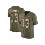 Men Nike New York Giants #13 Odell Beckham Jr Limited Olive Gold 2017 Salute to Service NFL Jersey