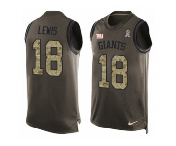 Men Nike New York Giants #18 Roger Lewis Limited Green Salute to Service Tank Top NFL Jersey