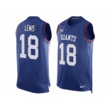 Men Nike New York Giants #18 Roger Lewis Limited Royal Blue Player Name & Number Tank Top NFL Jersey