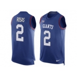 Men Nike New York Giants #2 Aldrick Rosas Limited Royal Blue Player Name & Number Tank Top NFL Jersey