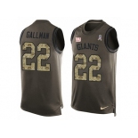 Men Nike New York Giants #22 Wayne Gallman Limited Green Salute to Service Tank Top NFL Jersey