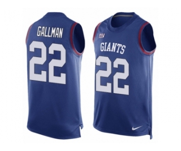 Men Nike New York Giants #22 Wayne Gallman Limited Royal Blue Player Name & Number Tank Top NFL Jersey