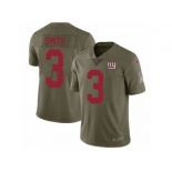 Men Nike New York Giants #3 Geno Smith Limited Olive 2017 Salute to Service NFL Jersey