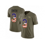 Men Nike New York Giants #3 Geno Smith Limited Olive USA Flag 2017 Salute to Service NFL Jersey