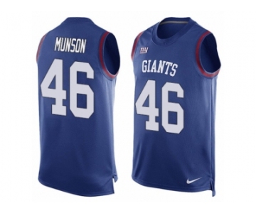 Men Nike New York Giants #46 Calvin Munson Limited Royal Blue Player Name & Number Tank Top NFL Jersey