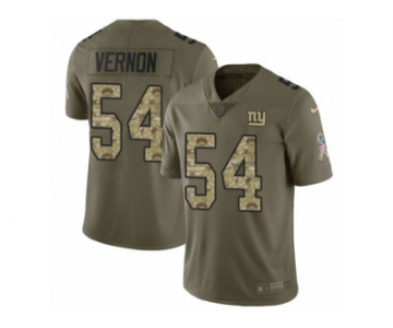 Men Nike New York Giants #54 Olivier Vernon Limited Olive Camo 2017 Salute to Service NFL Jersey