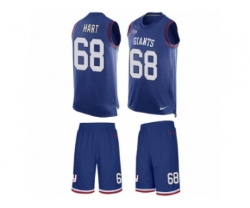 Men Nike New York Giants #68 Bobby Hart Limited Royal Blue Tank Top Suit NFL Jersey